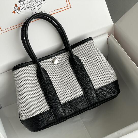 【エルメス HERMES】ネオガーデンパーティー ハンドバッグ  ブラック (89)/シルバー金具（100％マシン）